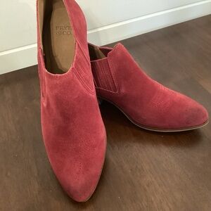 Frye Cranberry Red Suede Ankle Booties 8.5